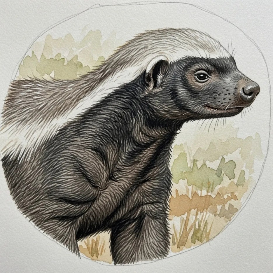 두꺼운 가죽을 가진 벌꿀오소리의 신체 특징