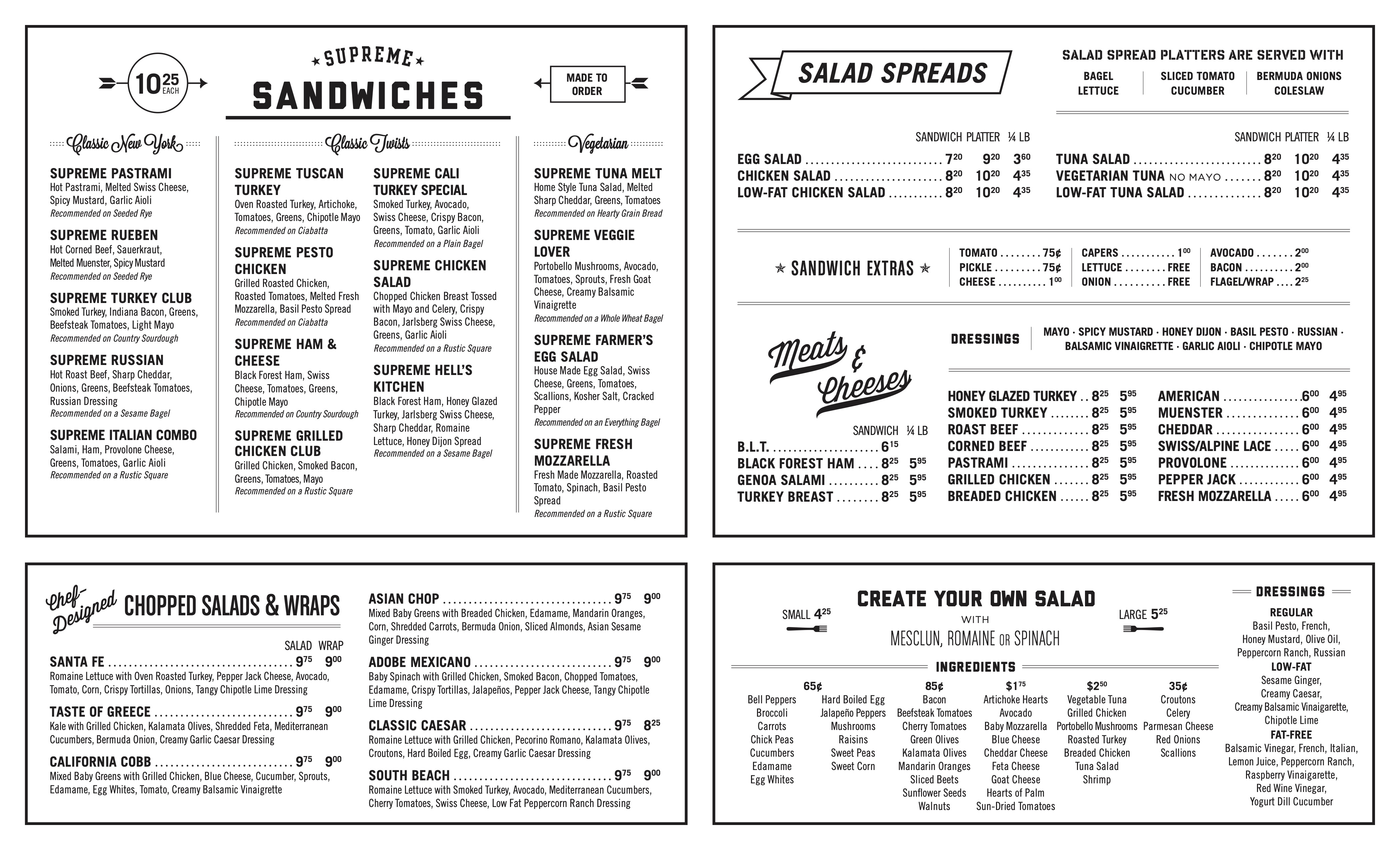 Piack A bagel 메뉴판