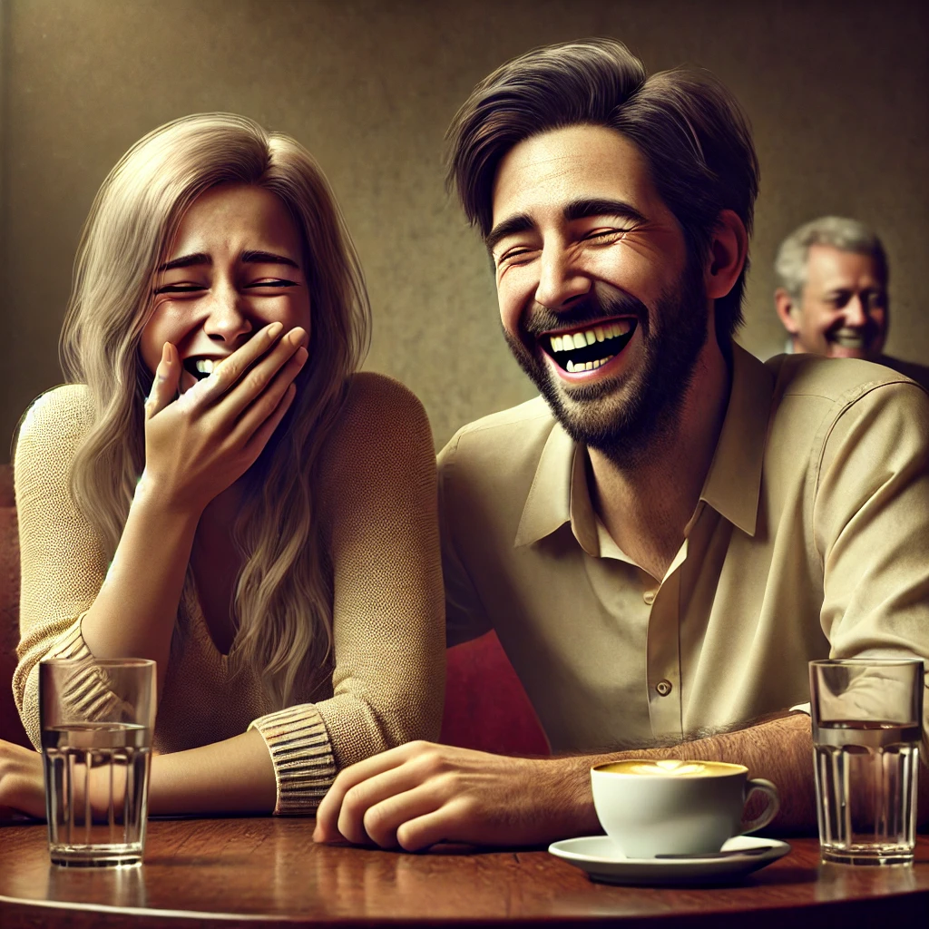 함께 웃으며 농담을 나누는 커플의 자연스러운 모습