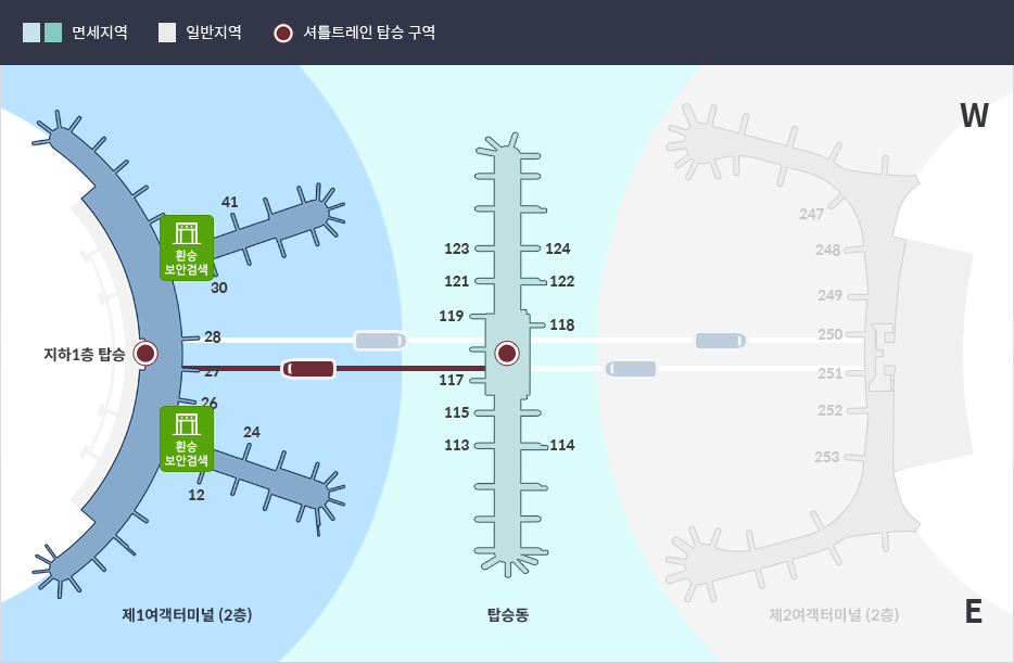 탑승동 ▶ 제1 여객터미널 환승지도