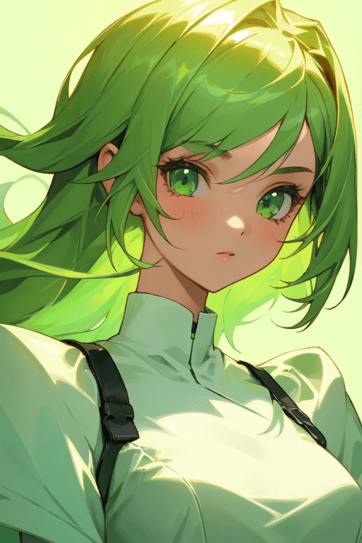 Playground AI로 생성한 그림(2) - 녹색 눈의 소녀