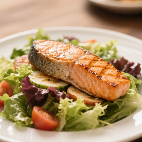 연어스테이크가 올라가있는 샐러드