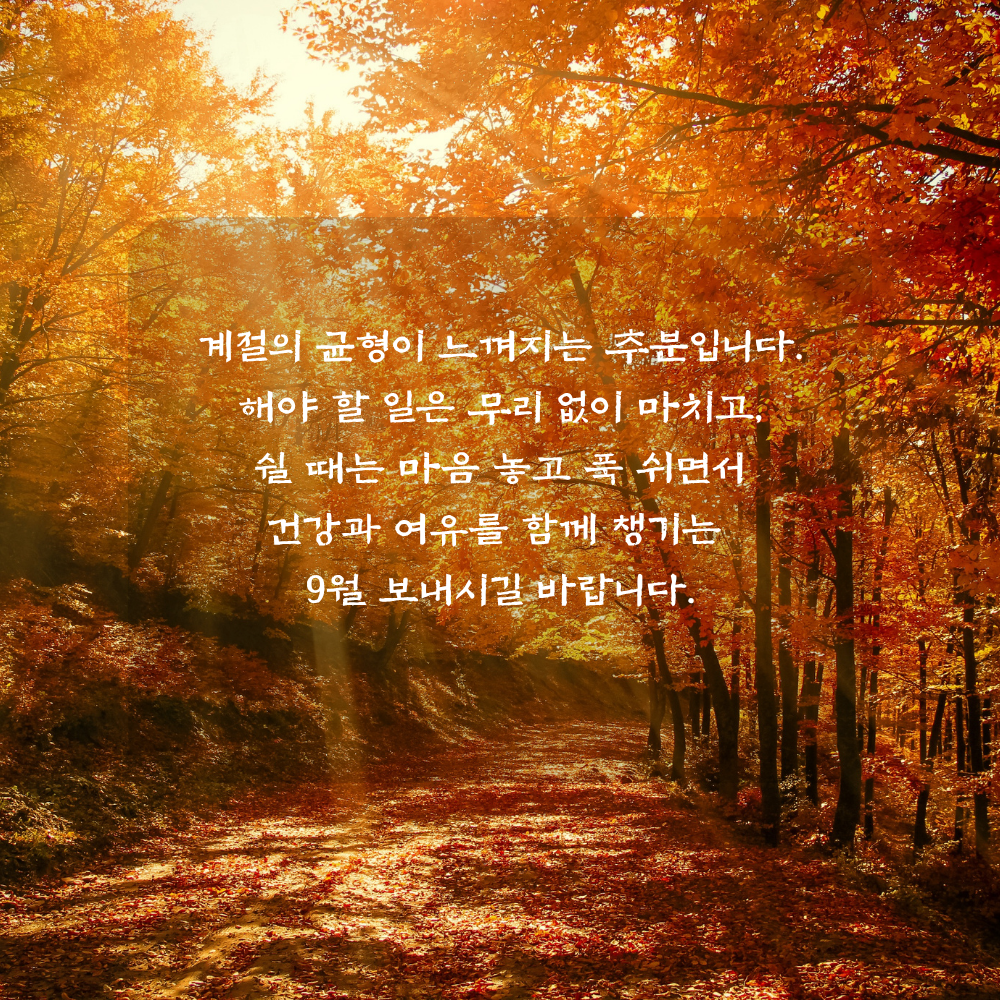 9월 추분 인사말 - 짧아진 낮과 여유로운 가을