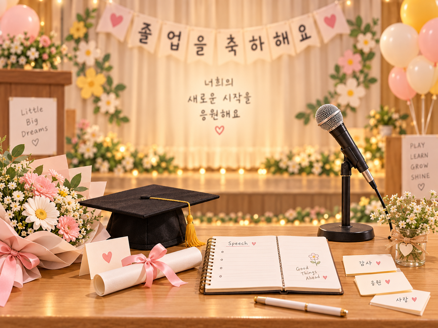 유치원 졸업 축하 연설 무대