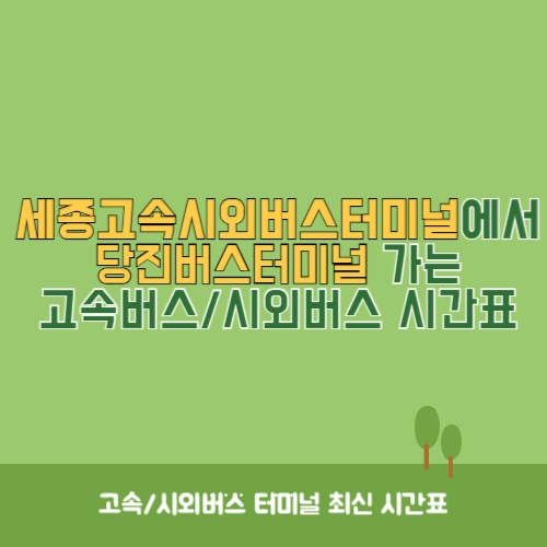 세종고속시외버스터미널에서 당진버스터미널 가는 고속버스_시외버스 시간표