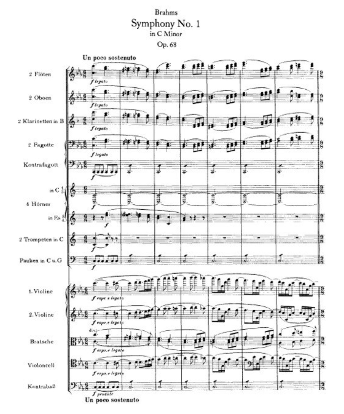 브람스 교향곡 제1번 악보 사진