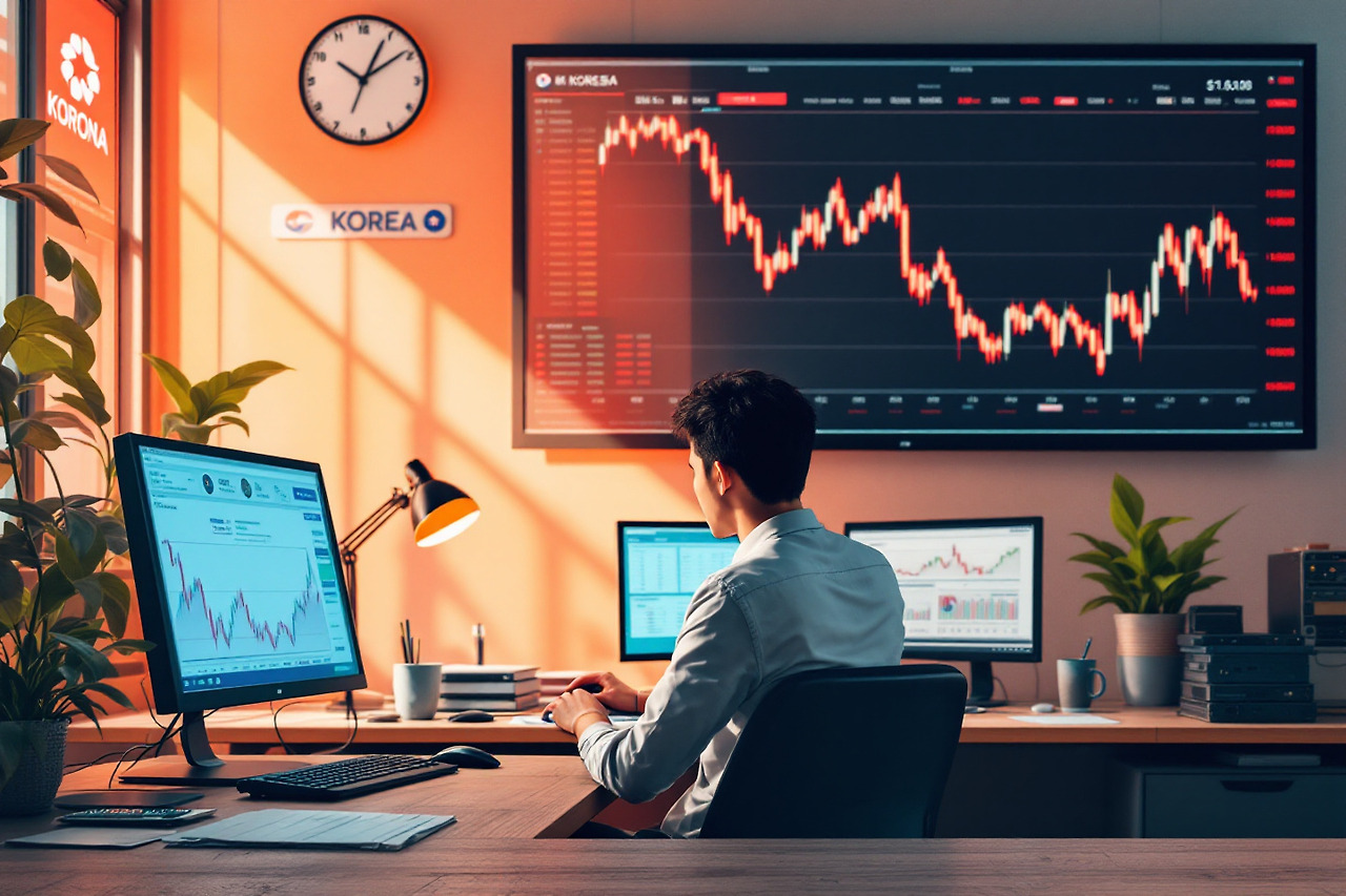 투자창 바라보는 투자자