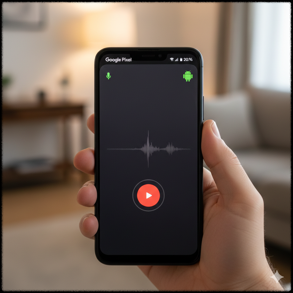 스마트폰에서 음성 녹음 테스트를 하는 모습