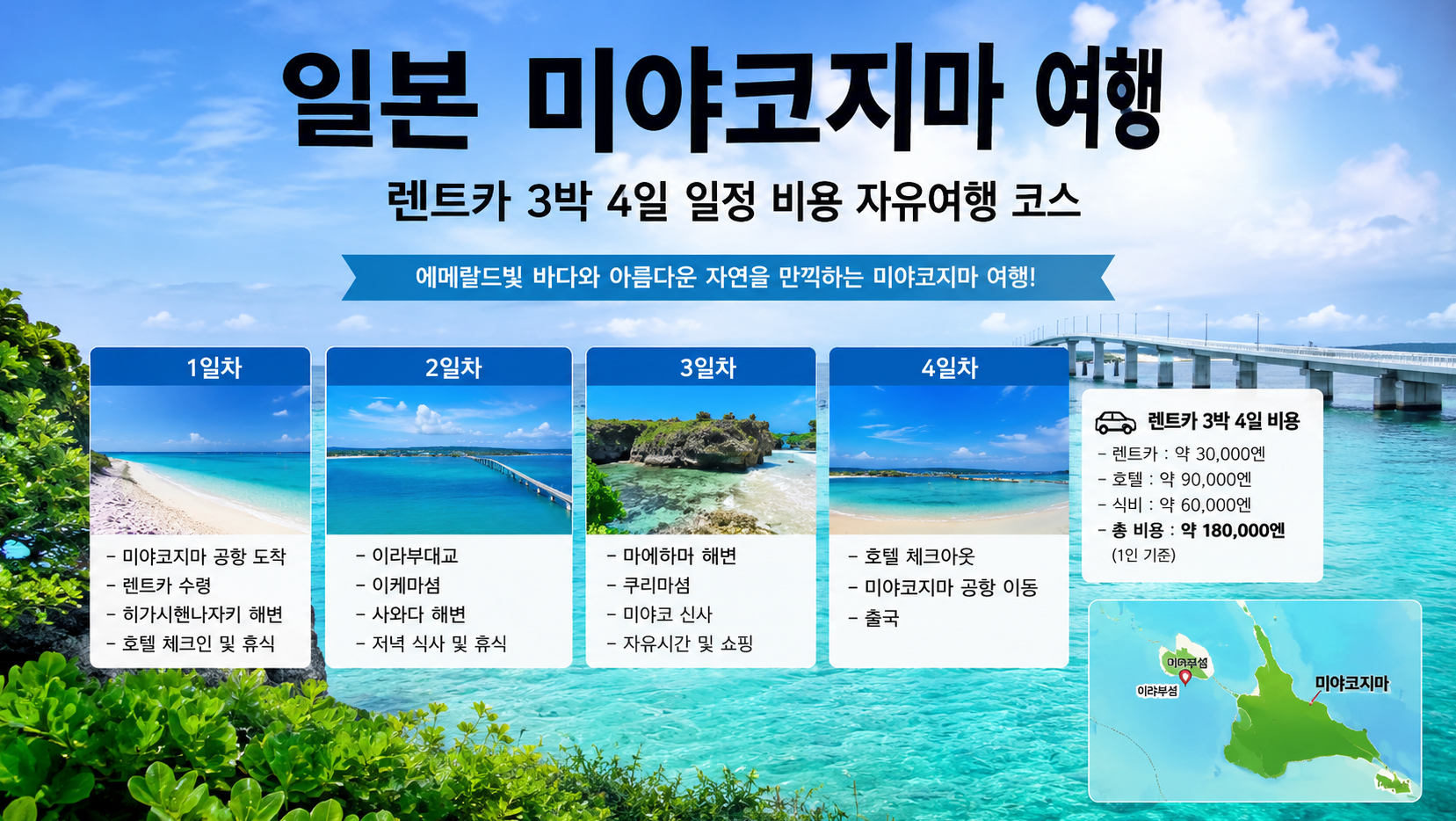 일본 미야코지마 렌트카 3박4일 렌트비용 및 완벽 코스 총정리