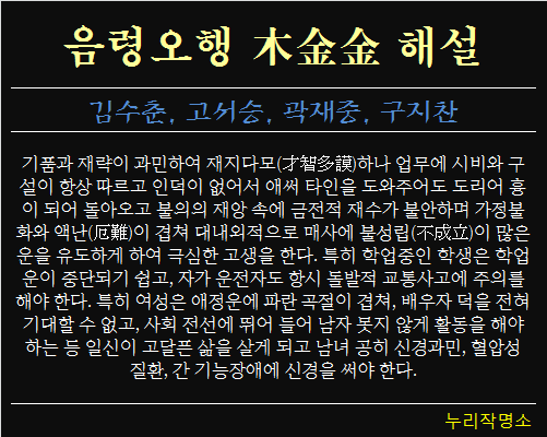 음령오행-목금금-해설