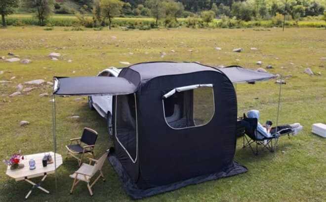 도킹 꼬리 텐트 후면 모습