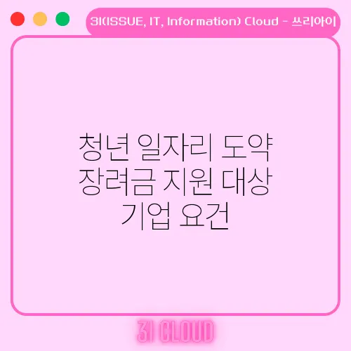 청년 일자리 도약 장려금 지원 대상 기업 요건