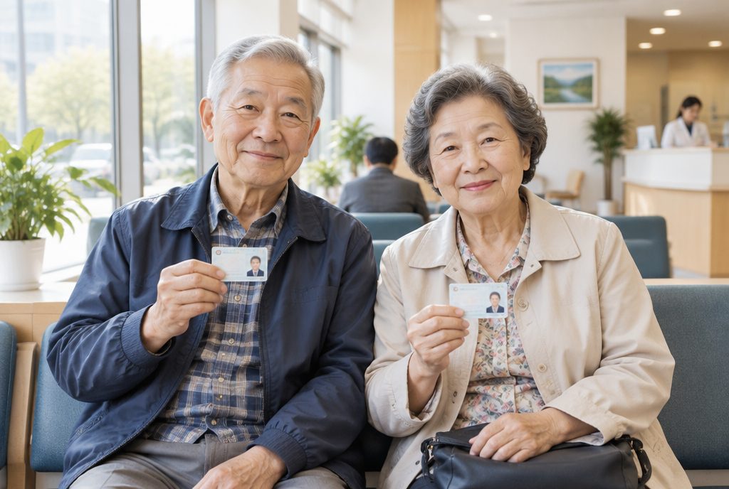 코로나19 예방접종을 기다리는 65세 이상 어르신 부부