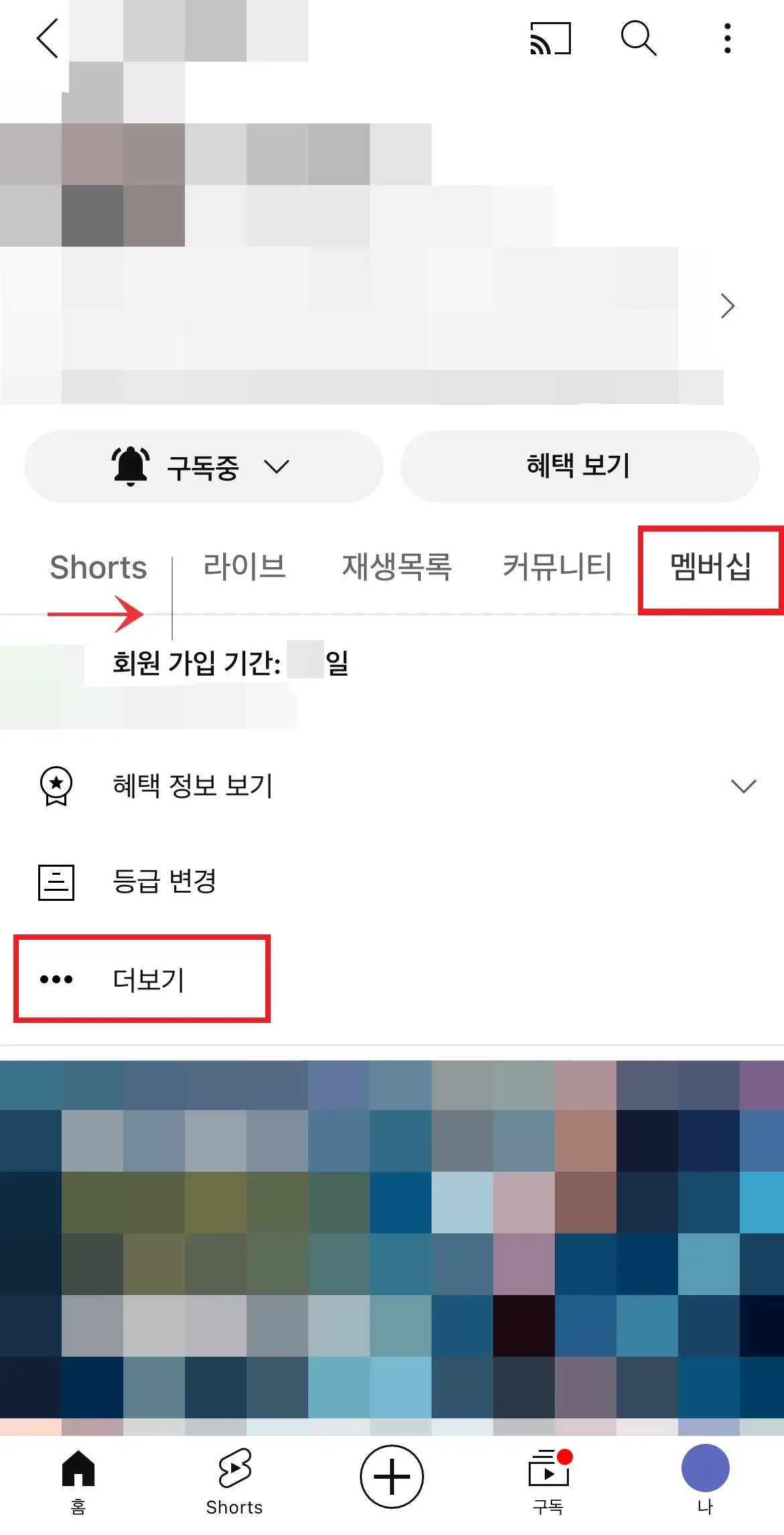 유튜브 채널 멤버십 취소 방법