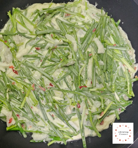 부추전-달군 프라이팬에 굽기