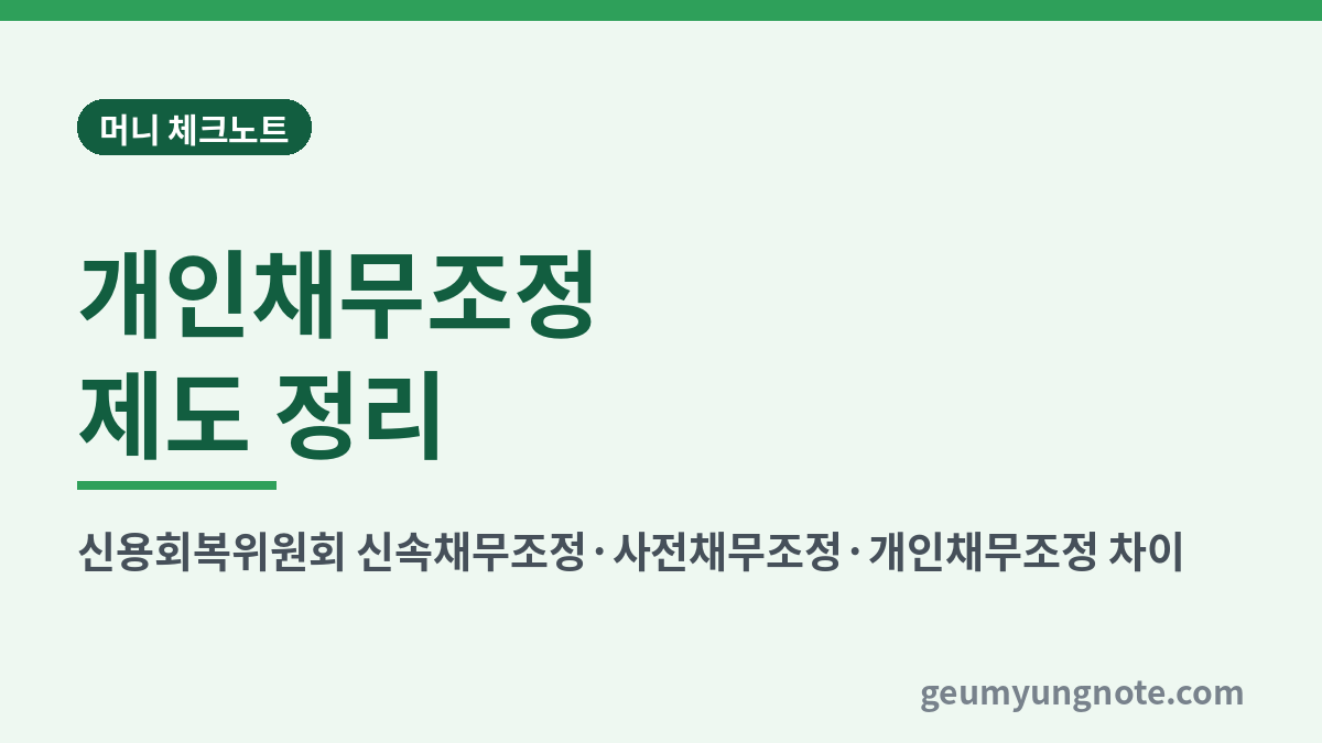 개인채무조정 제도 정리 대표 이미지