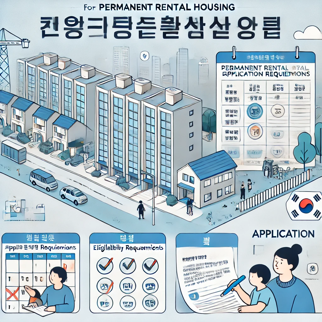영구임대주택 신청 방법 등을 ai이미지로 만든 것