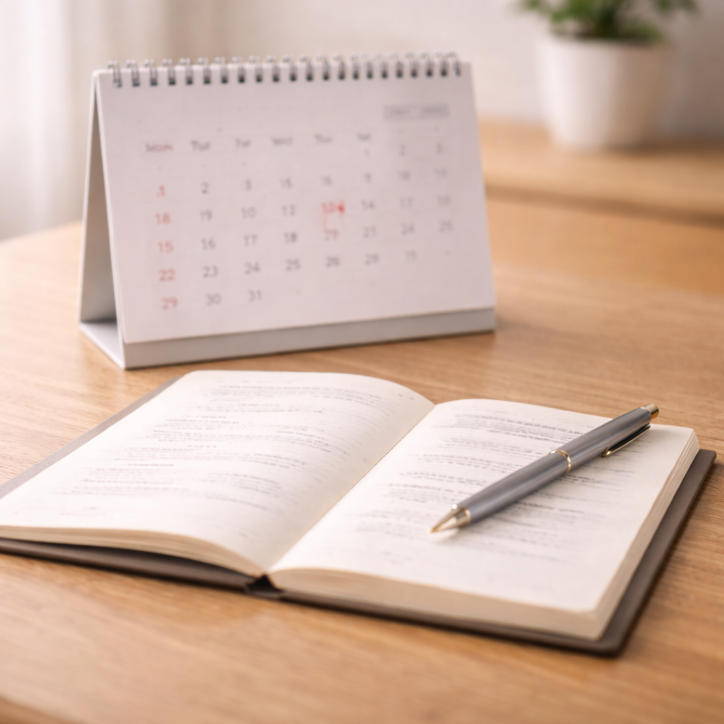 오십견 통증과 움직임 변화를 기록하는 습관을 상징하는 이미지