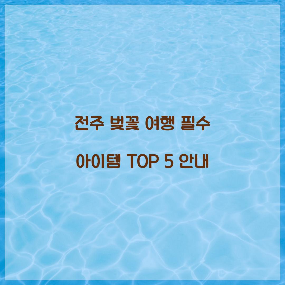 전주 벚꽃 여행 필수 아이템