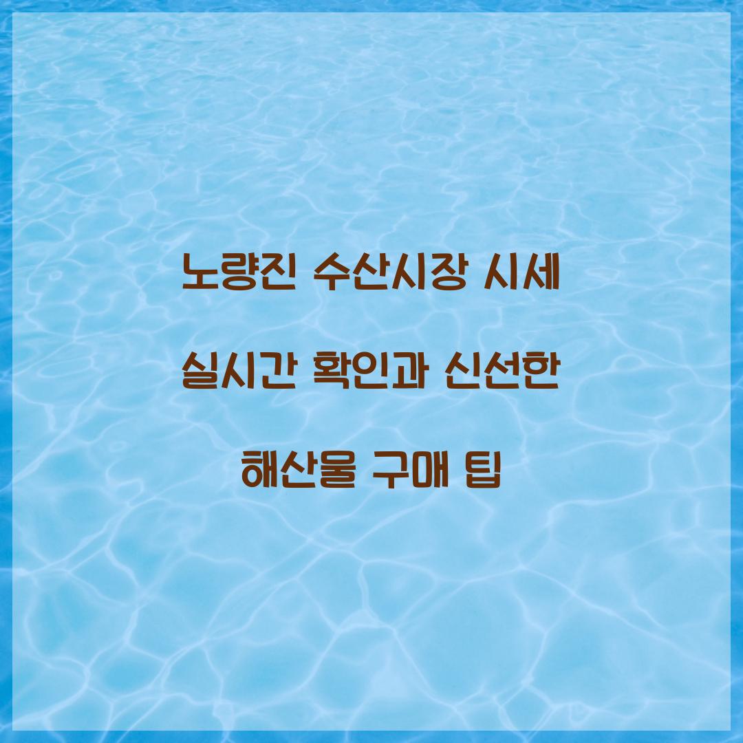 노량진 수산시장 시세 실시간 확인