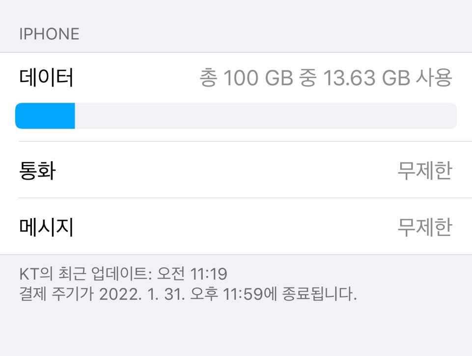 셀룰러 데이터 실제 사용량