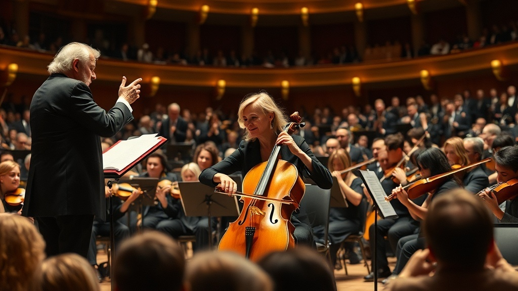 재믈린 뒤프레가 엘가의 첼로협주곡을 연주하는 상상이미지