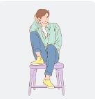 남자가 의자에 앉아 있는모습