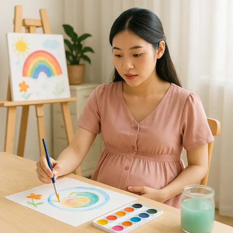 태교 미술치료를 하고있는 임산부