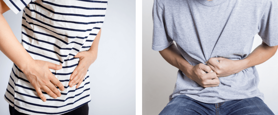 복통으로 고통스러워하는 사진