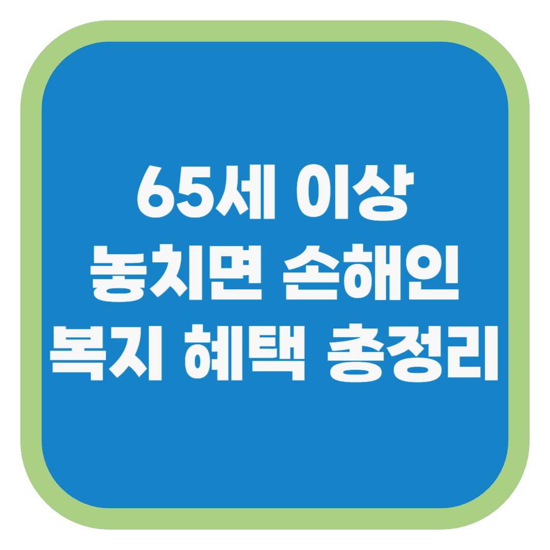 65세 이상 놓치면 손해인 복지 혜택 총정리