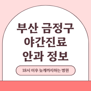 부산 금정구 야간진료 안과 병원 (18시 이후 늦게까지하는 병원)