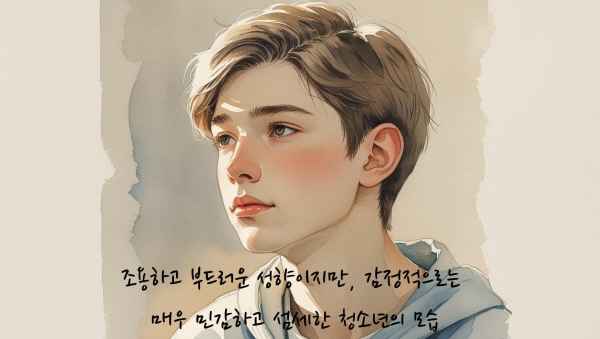 조용하고 부드러운 성향이지만, 감정적으로는 매우 민감하고 섬세합니다에 관한 그림