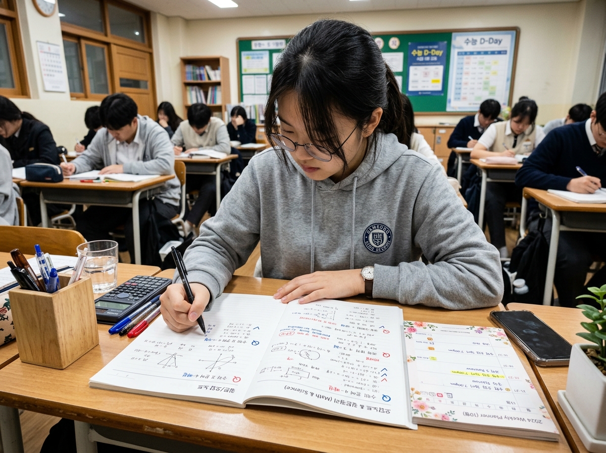 고등 영어 질문 노트로 학습 상황을 점검하는 모습