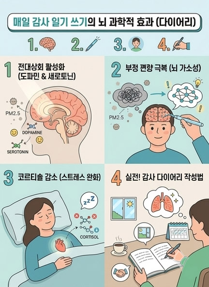 매일 감사 일기 쓰기의 뇌 과학적 효과 이미지