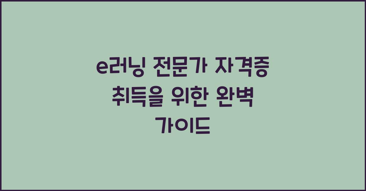 e러닝 전문가 자격증