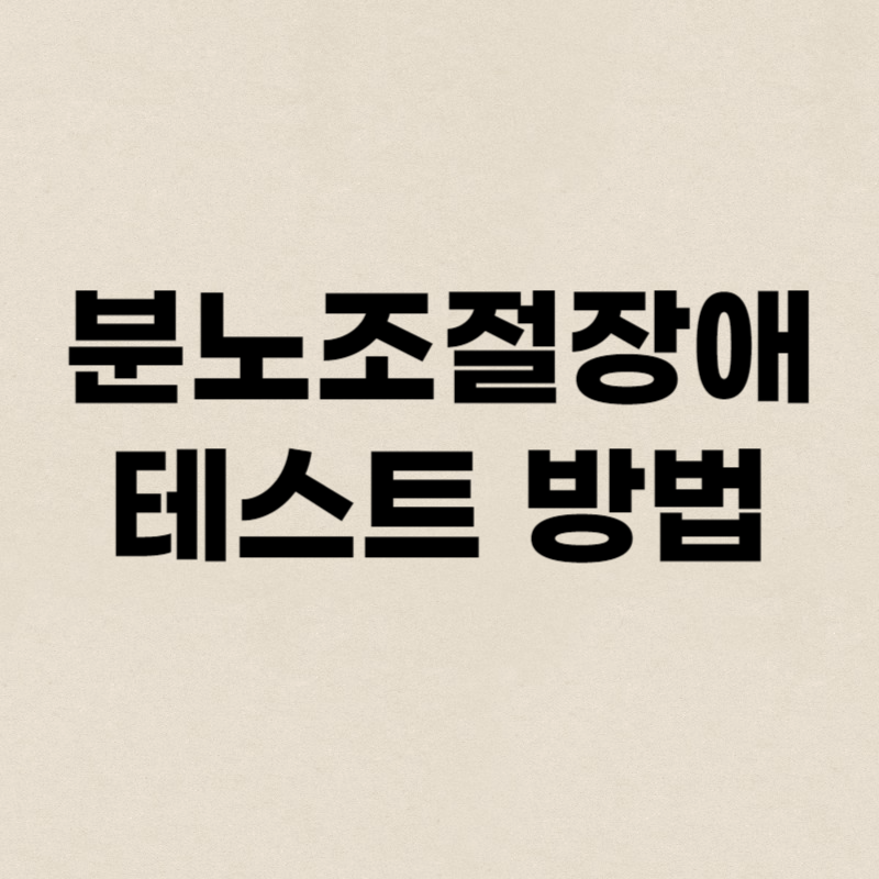 분노조절장애 테스트 방법