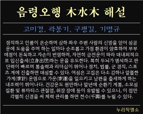 음령오행-목수목-해설
