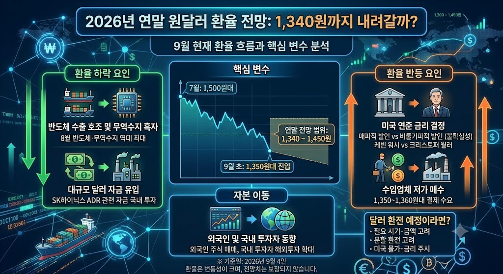 원달러 환율 1350원대 진입, 더 떨어질까? 연말 환율 전망 핵심 정리