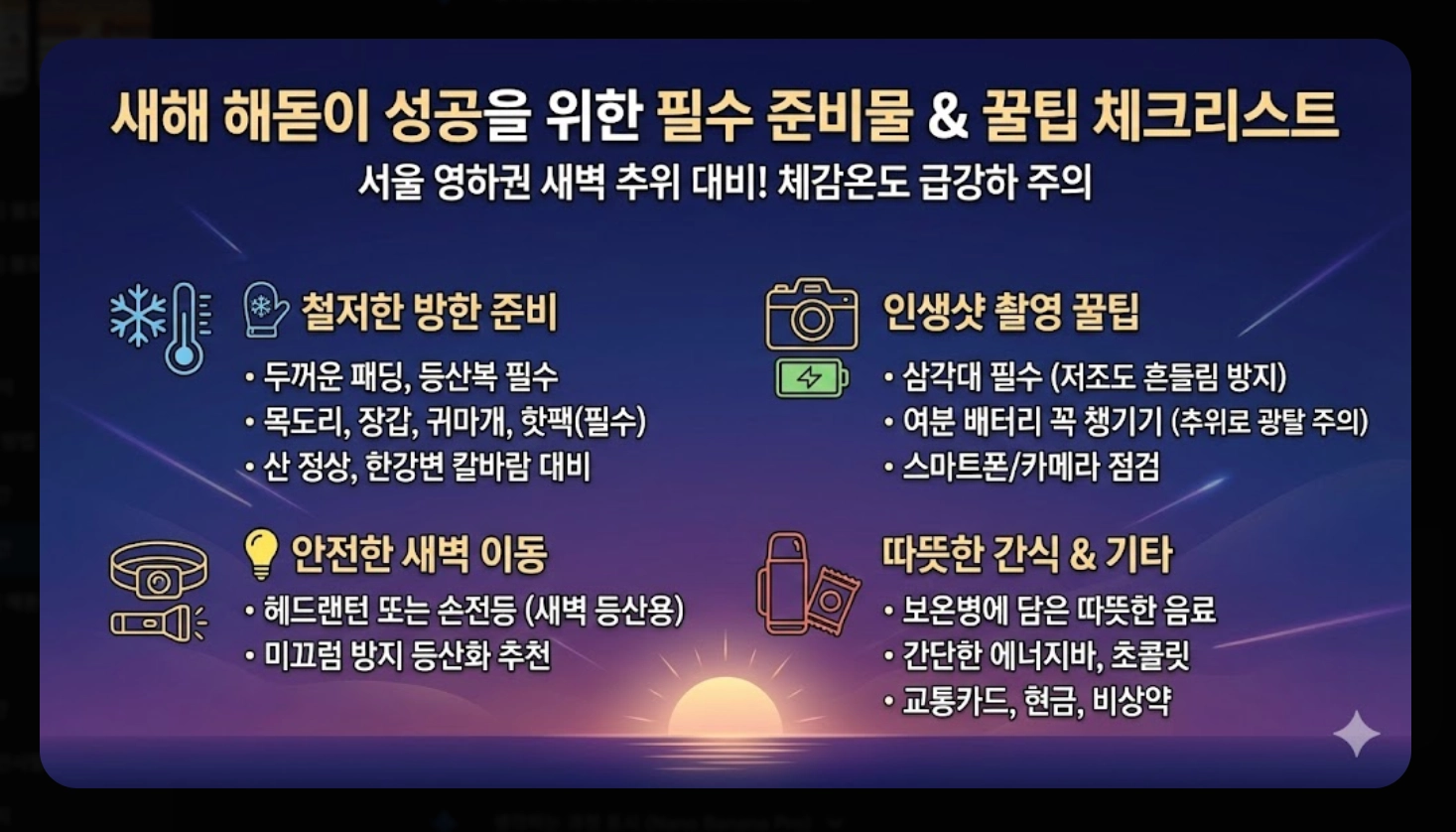 서울 해돋이 시간 2026, 병오년 첫날