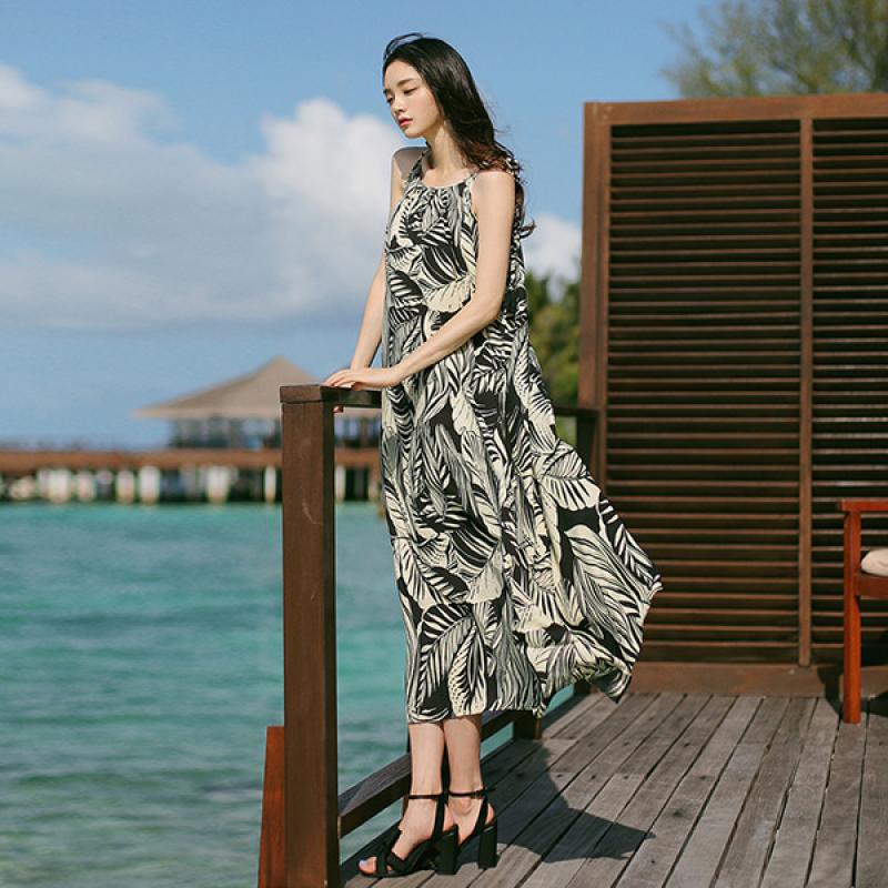 비치원피스 비치웨어 블랙리프