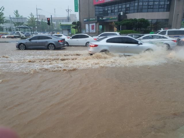 장마로 차량 침수