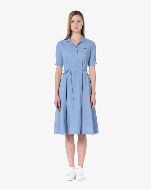 플레어 반팔 셔츠 드레스