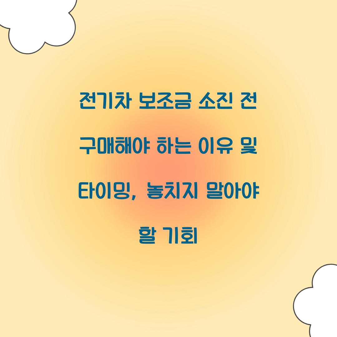 전기차보조금 소진 전 구매해야 하는 이유 및 타이밍