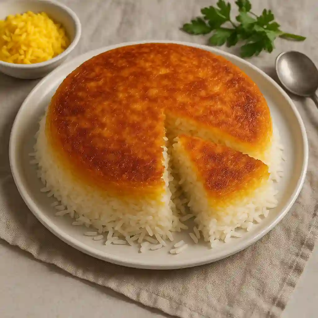 이란식 바삭한 밥 요리 사진