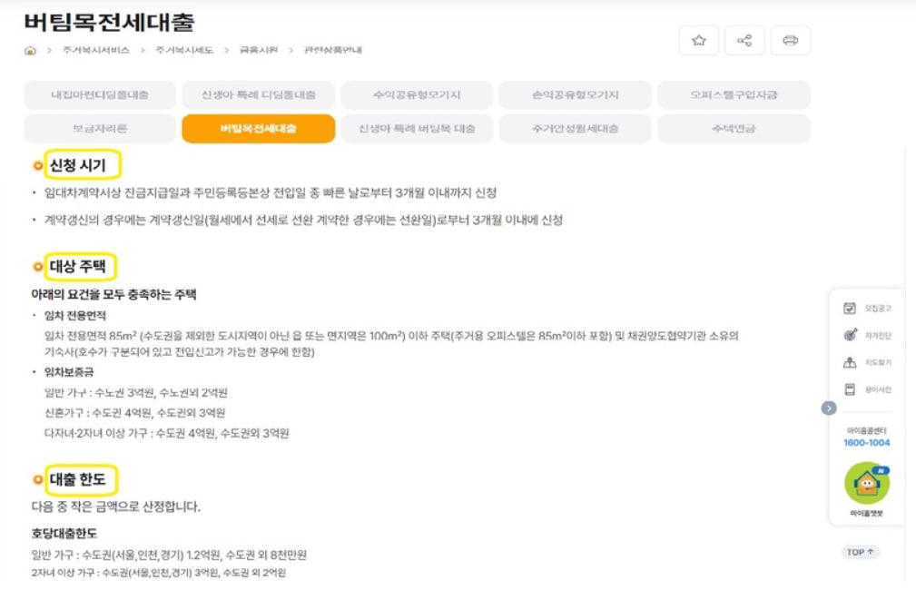 각 항목별로 상세히 적힌 금융지원 관련 정보들