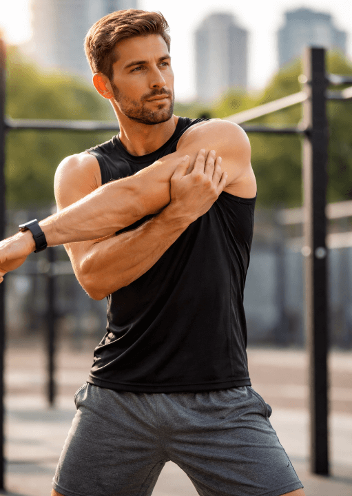 워밍업하는 남성 사진