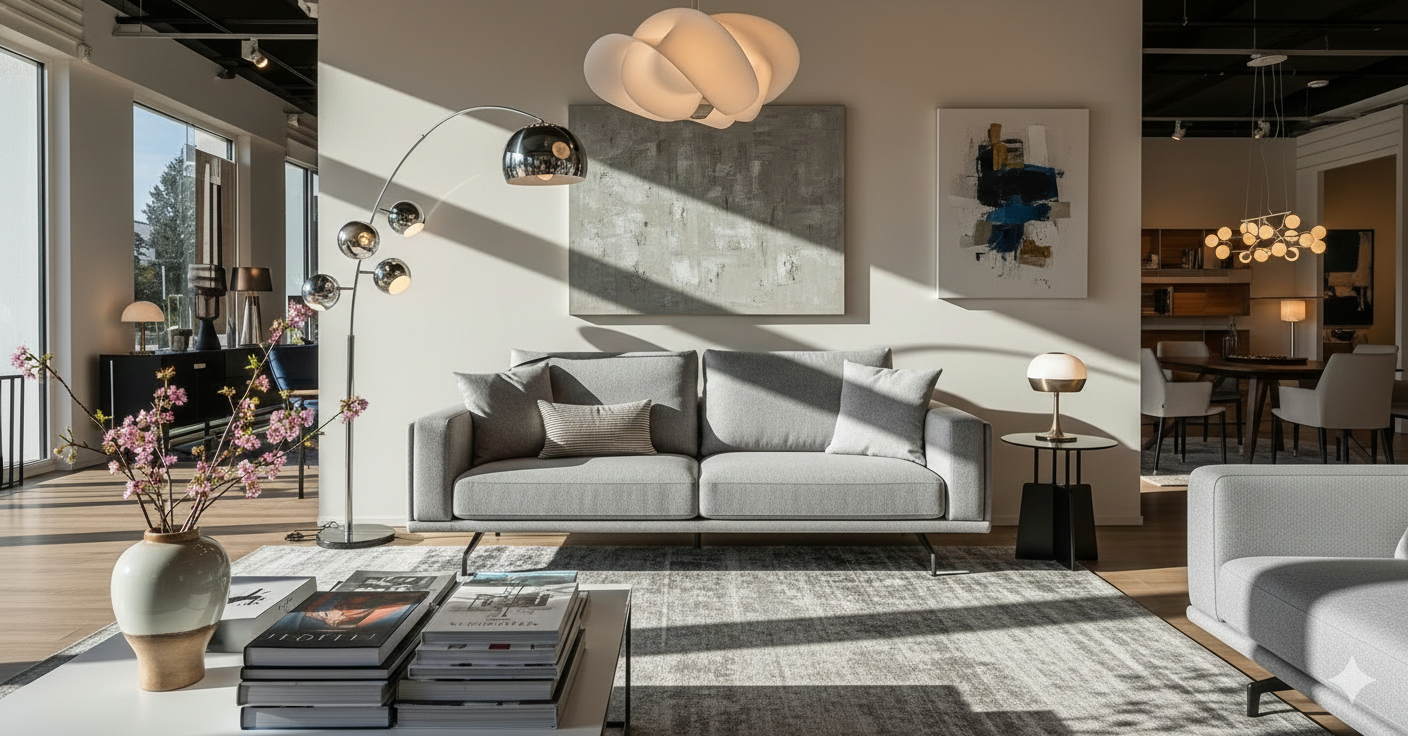 일산가구단지 최신 인테리어 트렌드가 반영된 감성적인 거실 쇼룸 인테리어