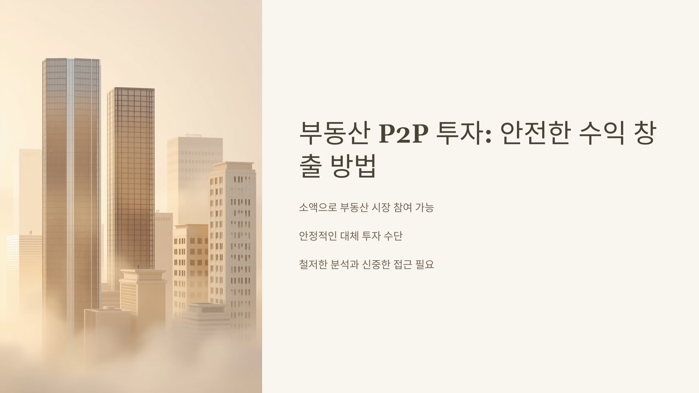 부동산 P2P 투자: 안전한 수익 창출 방법