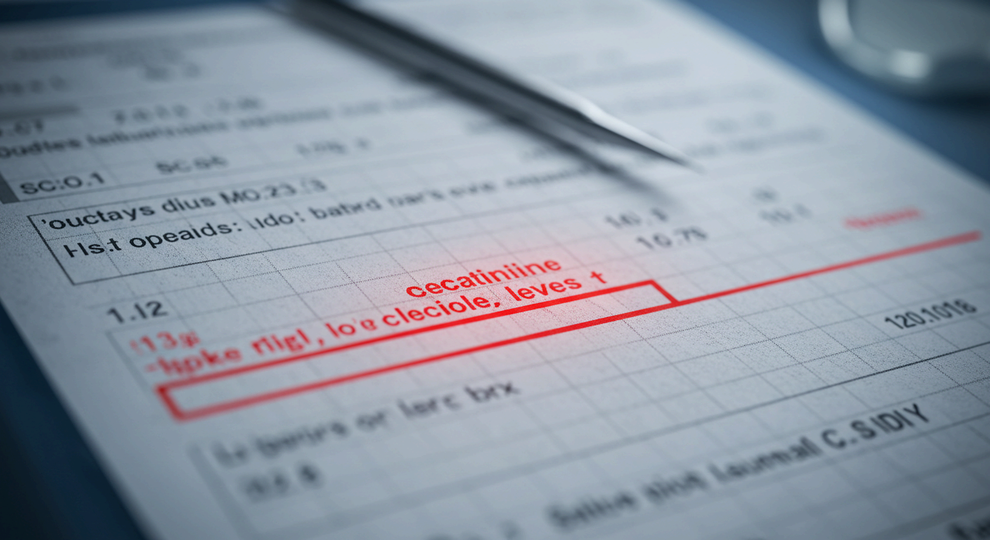 성인 남성 크레아티닌 정상치: 0.7~1.3 mg/dL.