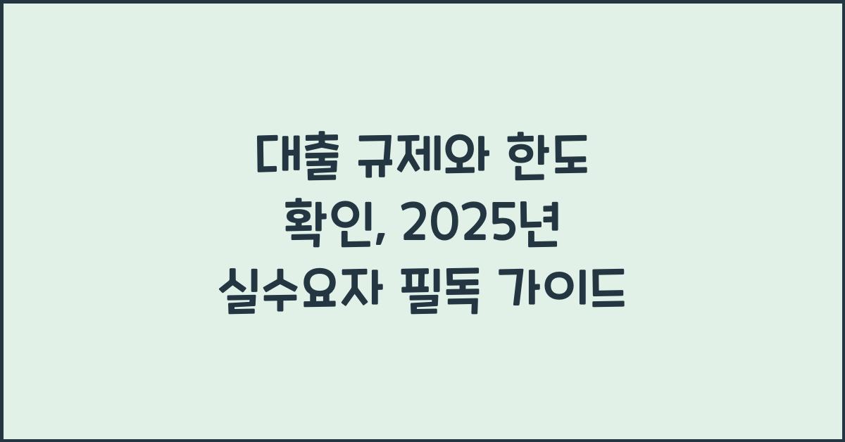 대출 규제와 한도 확인